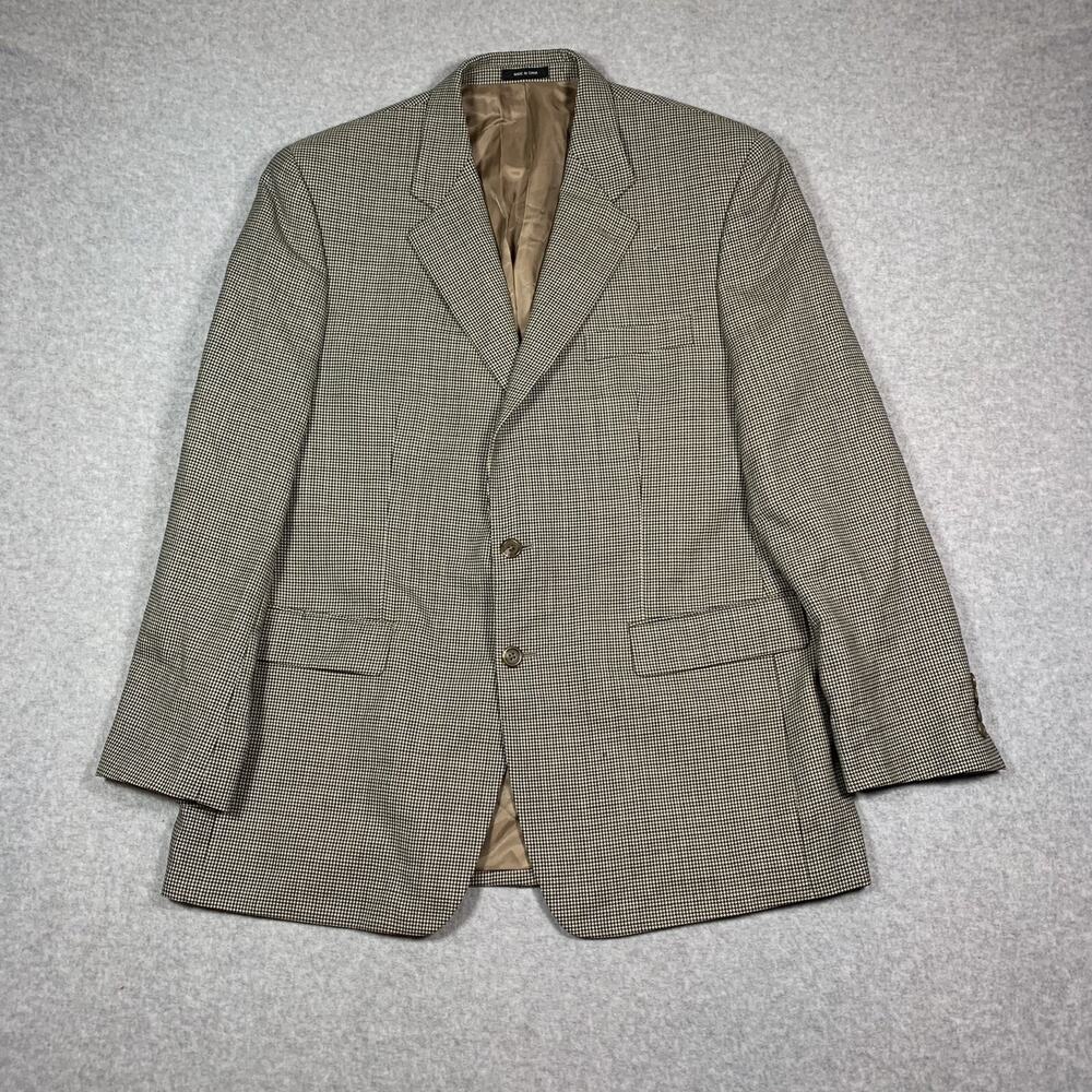 Ralph Lauren Houndstooth Sports Coat Men's Size 43 R Brown Wool Suit Blazer
